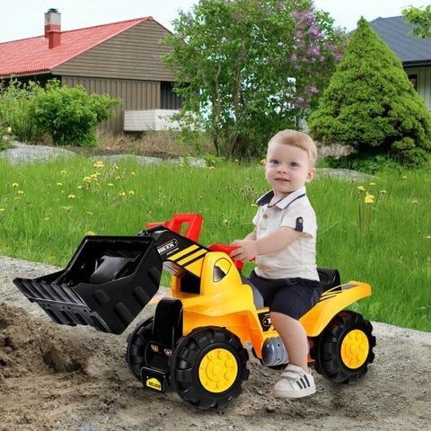 6V Electric Kids Ride On Bulldozer Pretend Play Truck Toy with Adjustable Bucket - Color: Yellow