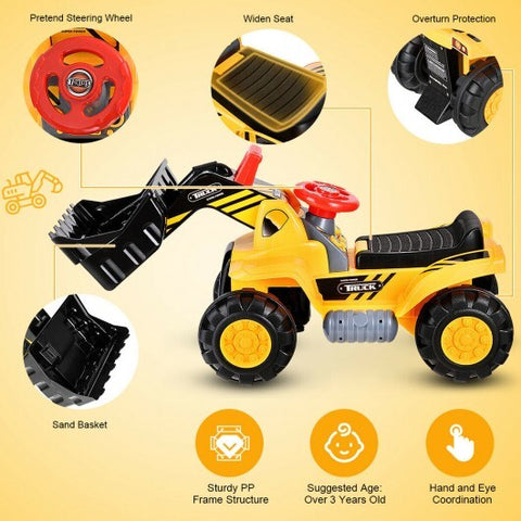 6V Electric Kids Ride On Bulldozer Pretend Play Truck Toy with Adjustable Bucket - Color: Yellow