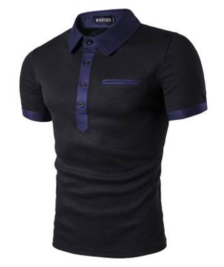 Color: Black, Size: M, Style: 1 - Single Breasted Mens Polo Shirt