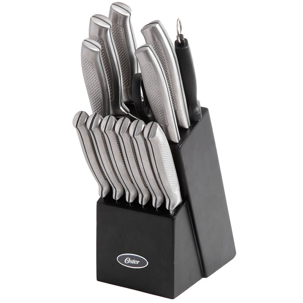 Oster Edgefield 14 Piece Stainless Steel Cutlery Knife Set with Black Knife Block
