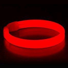Wide Glow Stick 8 Inch Bracelet Red Pack of 25 - FSSA Global Bullet