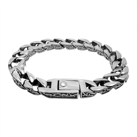 Color: Silver, Size: 22CM - Vintage personality titanium steel bracelet