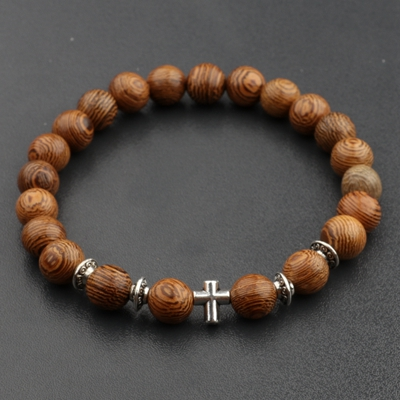 Style: 2style - Hot Men Natural Wood Beads Cross Bracelets Onyx Meditation 58 / 5000