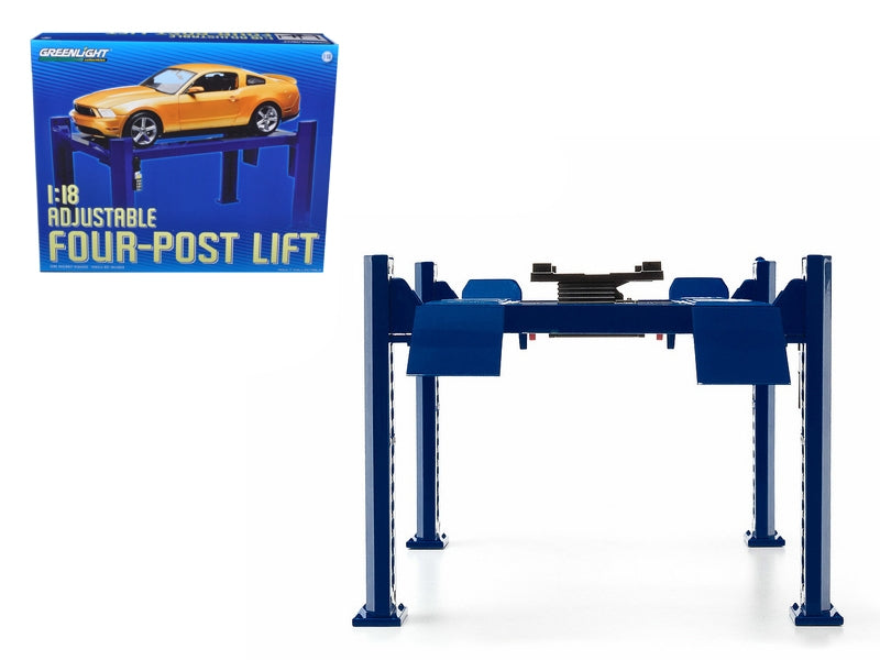 Adjustable Four Post Lift Blue for 1/18 Scale Diecast Model Cars by Greenlight FSSA Global B