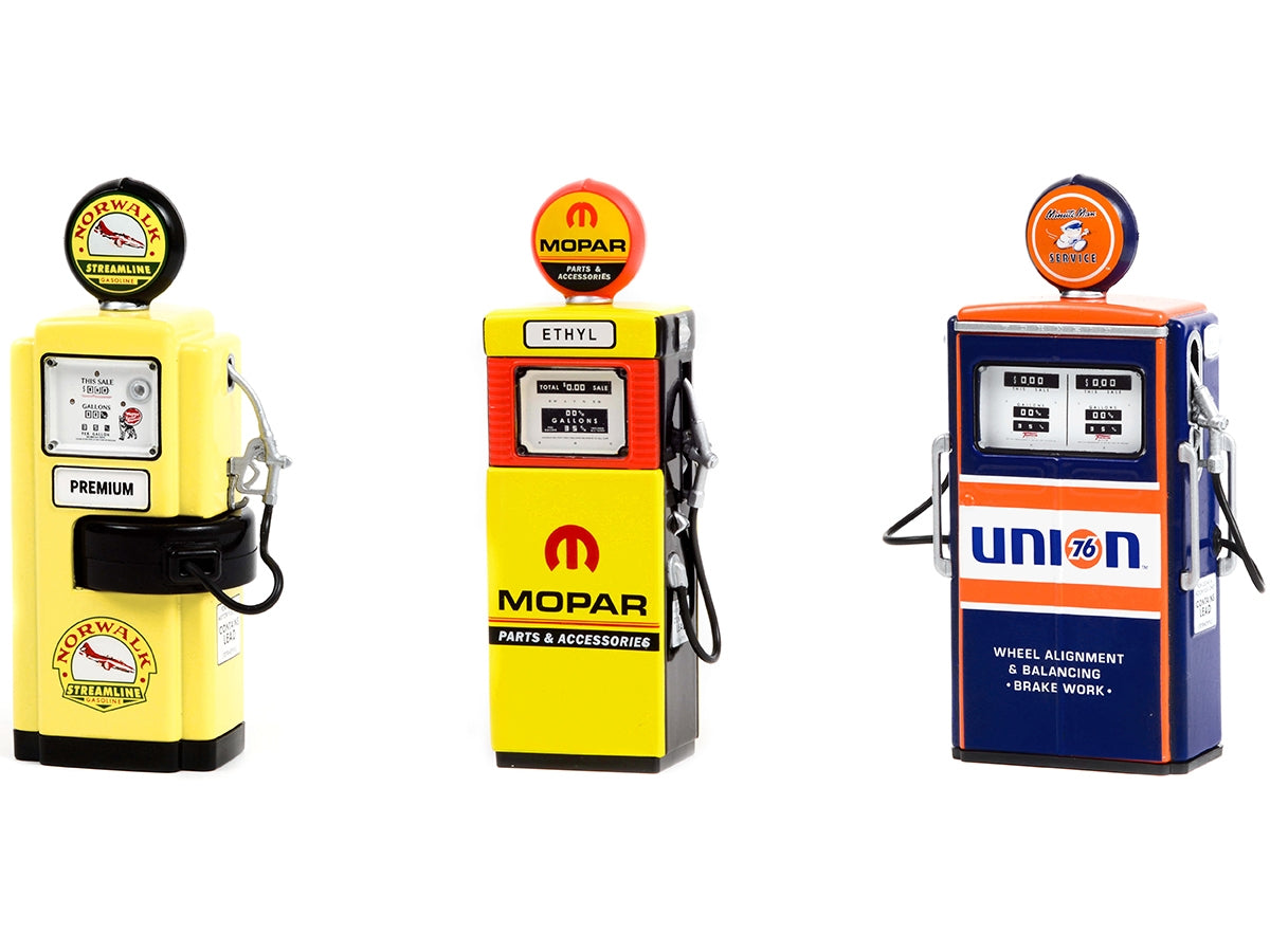 "Vintage Gas Pump" Set of 3 Pumps Series 11 1/18 Diecast Models by Greenlight