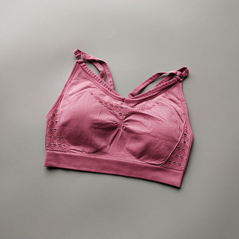 Color: Pink, Size: L - Shark bra sports underwear
