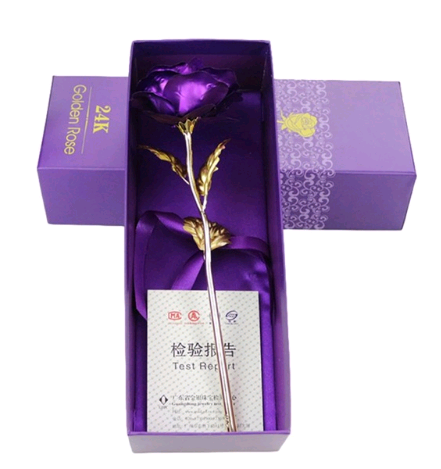 Color: Purple - gold rose gift