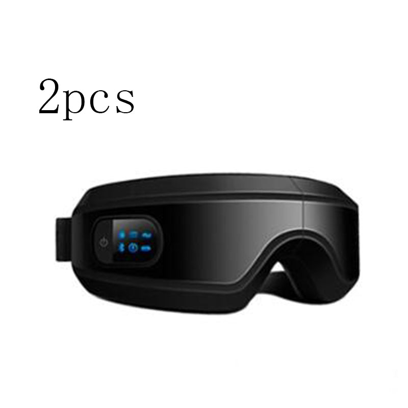 Color: Black 2pcs - 3D 4D Rechargeable Eye Protector Eye Massager Bluetooth Music Player