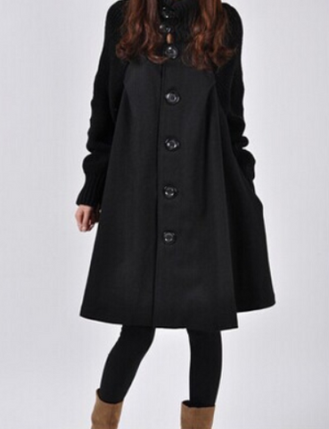 Color: Black, Size: XXL - Coat cloak woolen trench coat