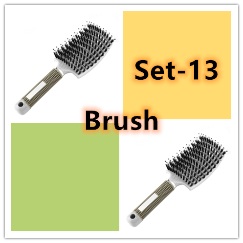 Hairbrush Anti Klit Brushy Haarborstel Women Detangler Hair Brush Bristle Nylon Scalp Massage Tangle Teaser Hair Brush Comb - Color: Set 13, brush: Brush, quantity: Set