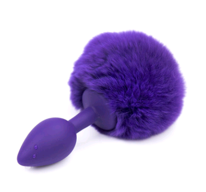 Color: Purple purple - Rabbit Tail Stainless Steel Butt Plug