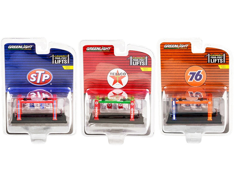 "Four-Post Lifts" Set of 3 pieces Series 2 1/64 Diecast Models by Greenlight