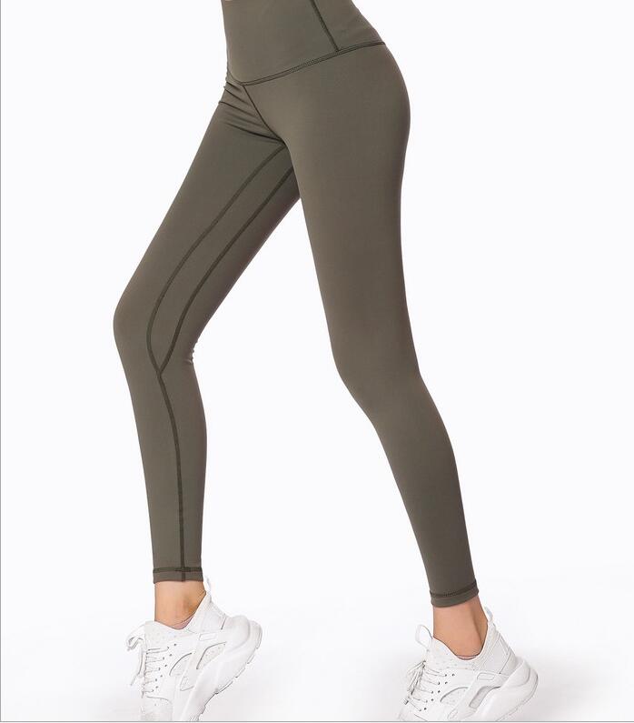 Color: Army green, Size: S - High waist tights sports pants women's running fitness pants quick-drying nine pants high elastic yoga pants