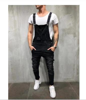 Color: Black, Size: XL - European And American Baggy Jeans Suspenders For Men With Holes - FSSA Global Bullet