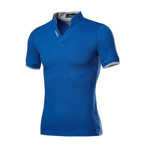 Color: Blue, Size: 5XL - Men's patchwork short sleeve men's casual crew neck T-shirt