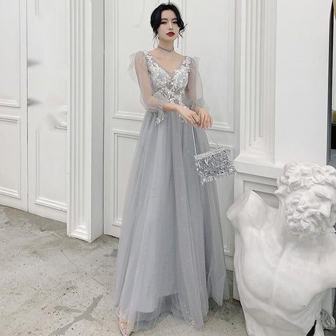 Color: Grey, style: C-XL, Size:  - Grey bridesmaid dress