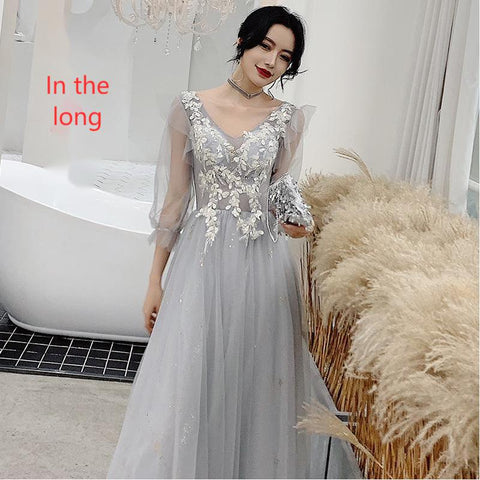 Color: Grey, style: G-2XL, Size:  - Grey bridesmaid dress
