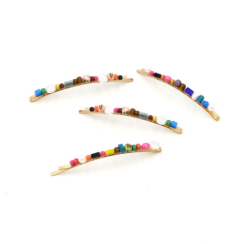 Color: colorful, style: 4 - Color Wood Handmade Ethnic Hairpin Set