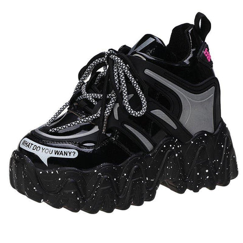 Women Chunky Sneakers Fashion Thick Bottom Lace Up Platform Shoes - FSSA Global Bullet