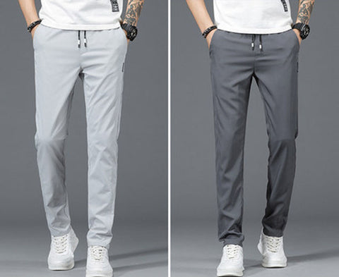 Color: Light gray + black, Size: 32 - Korean Style Trendy Slim All match Trousers
