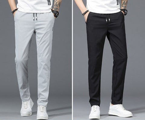 Color: Light gray + black, Size: 32 - Korean Style Trendy Slim All match Trousers