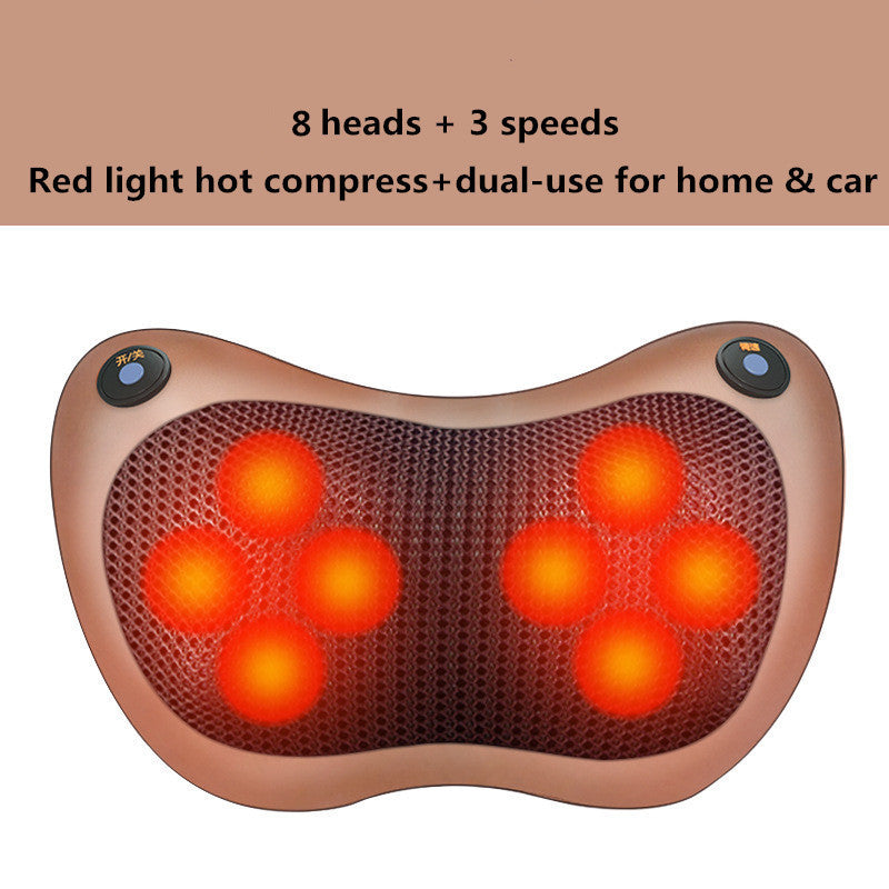 style: Double key brown 8     for hom - Multifunctional Lumba Shoulder And Neck U-shaped Massage And Kneading Car Home Cushion