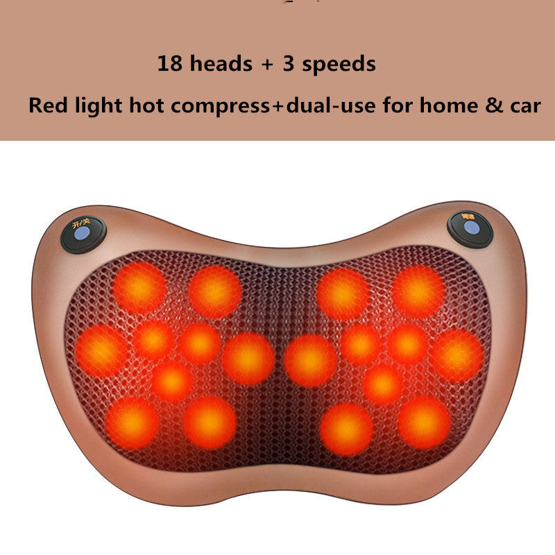 style: Double key brown 18    for hom - Multifunctional Lumba Shoulder And Neck U-shaped Massage And Kneading Car Home Cushion
