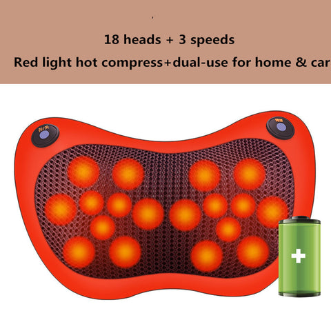 style: Double button red 18 charging - Multifunctional Lumba Shoulder And Neck U-shaped Massage And Kneading Car Home Cushion