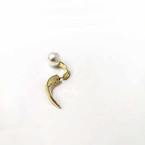 Color: Golden, style: single - Shape Pearl Metal Multi-wearing Method Earrings Niche Temperament Simple Earrings