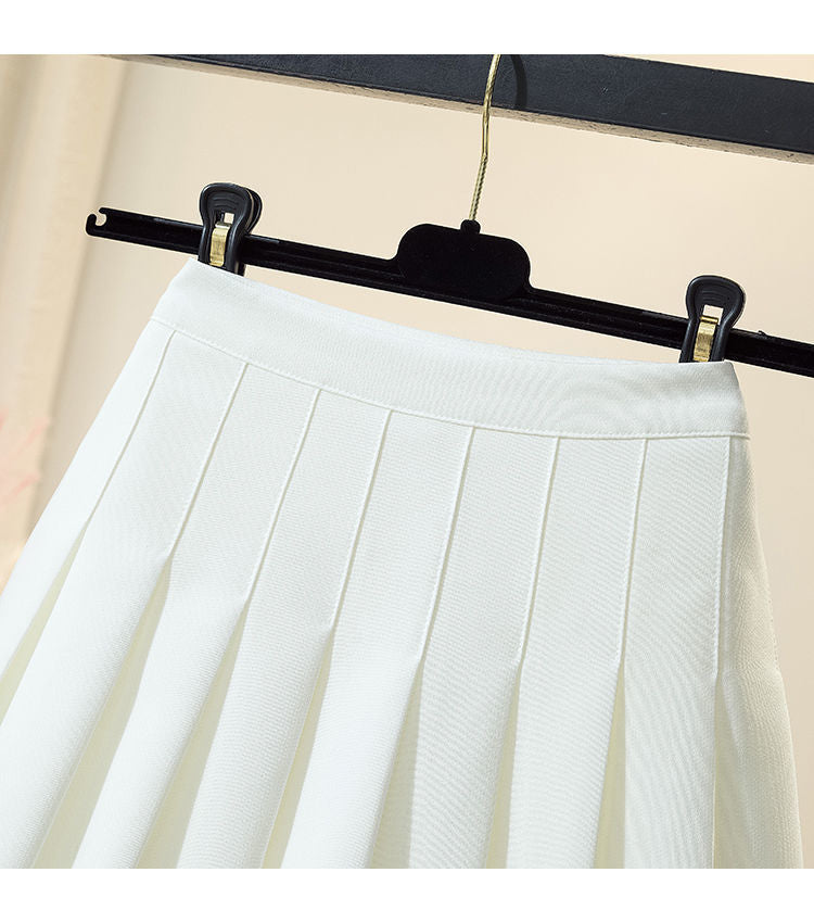 Color: White, style: Short, Size: 4XL - Pleated Skirt High Waist A-Line Was Thin And Long Version Jk Short Skirt Student Tall College Plus Size Skirt Female Summer