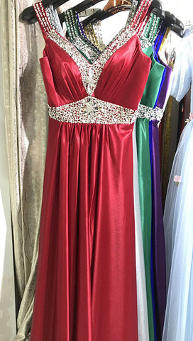 Color: Dark Red, Size: US12 - Women Sleeveless Sexy A-Line Elegant Wedding Party Formal Gowns Long Evening Dress