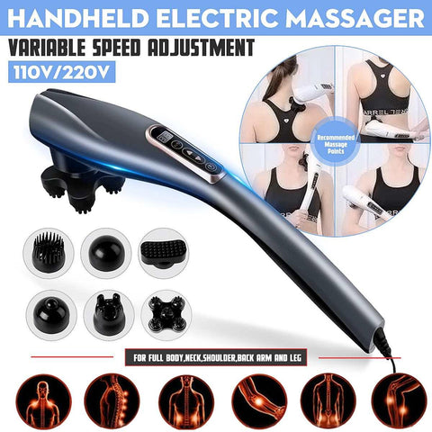 Electric Handheld Massager 6 Head Body Kneading Vibrating Massager Therapy Machine FSSA Global Bullet