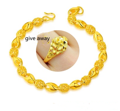 Color: 4style - A Variety Of Optional Vietnamese Sand Gold Bracelet Female Gold-Plated Couple Chain Wedding 999 Feet Golden Mother Holiday Gift