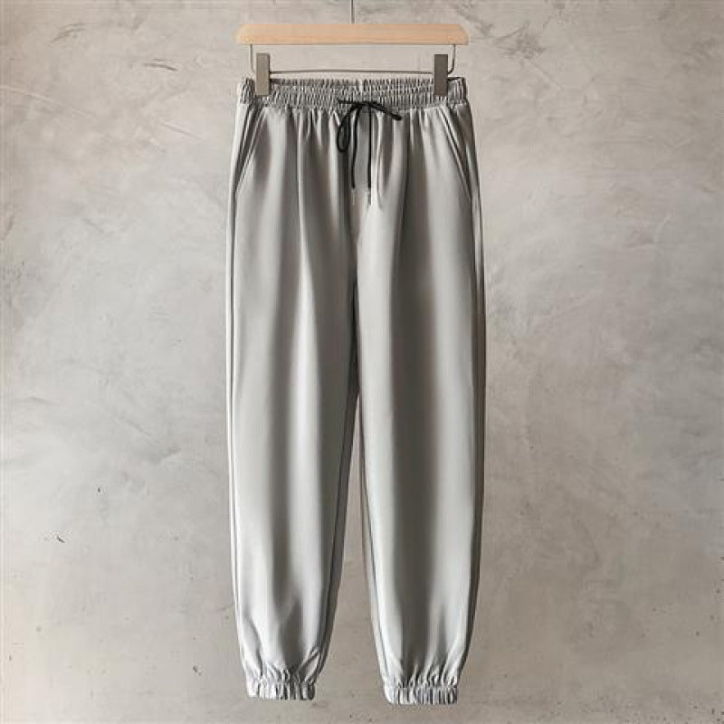 Color: S5 Light grey, Size: 3XL - All-match Casual Pants Drawstring