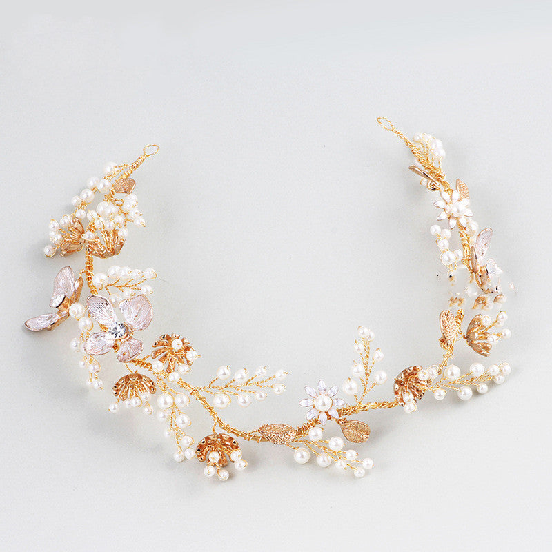 Color: D2172KC gold - Pearl Hair Band Photo Studio Wedding Travel Photography Dress Accessories