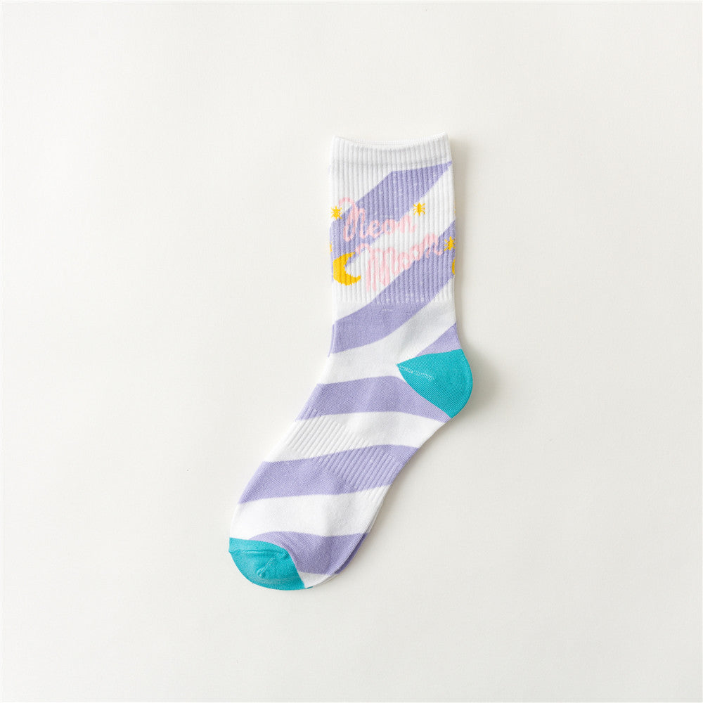 Color: Purple, quantity: 1pair - Hip Hop Socks, Tube Socks, Skateboard Socks, Couple Socks