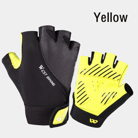 Color: Black yellow, Size: S - Bicycle Long Finger Shock Absorption And Breathable Gloves