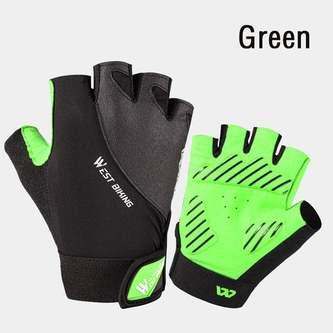 Color: Light green, Size: M - Bicycle Long Finger Shock Absorption And Breathable Gloves