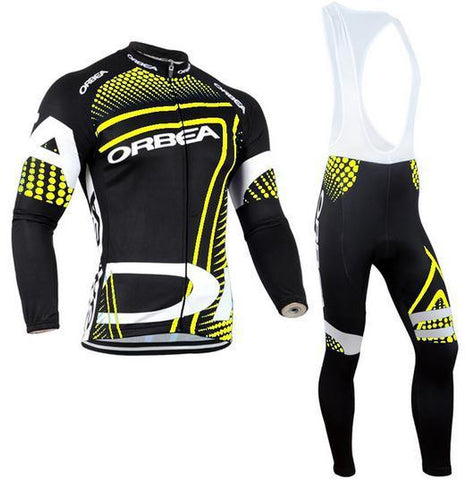Color: Yellow Bib, Size: XL - Cycling team long-sleeved Jersey long-sleeved suit fishing suit - FSSA Global Bullet