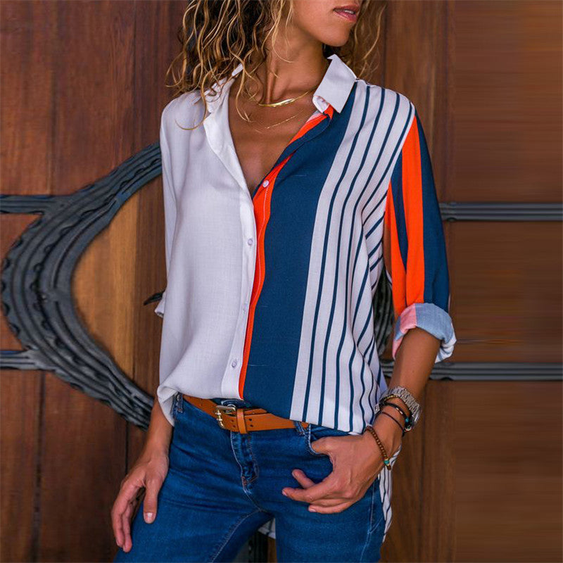 Color: White, Size: S - Striped shirt