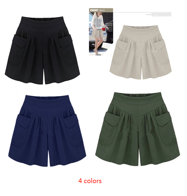 Color: 4 colors, size: S - Plus fertilizer XL women's fat mm loose shorts summer casual elastic waist wide leg was thin hot pants