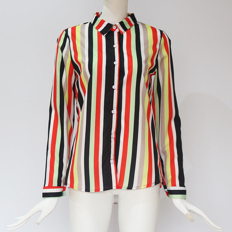 Color: Multicolor A, Size: M - Striped shirt