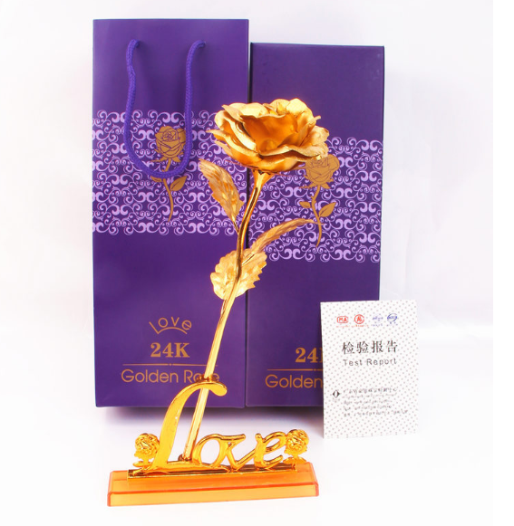 Color: Random colour with base - gold rose gift
