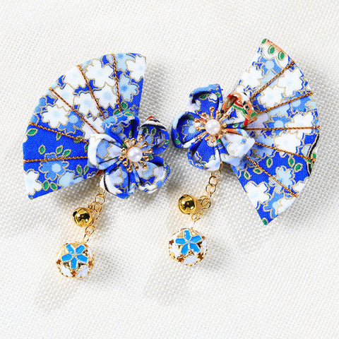 style: 2Charm Blue - Cute Japanese Cherry Blossom Hairpin With Bells
