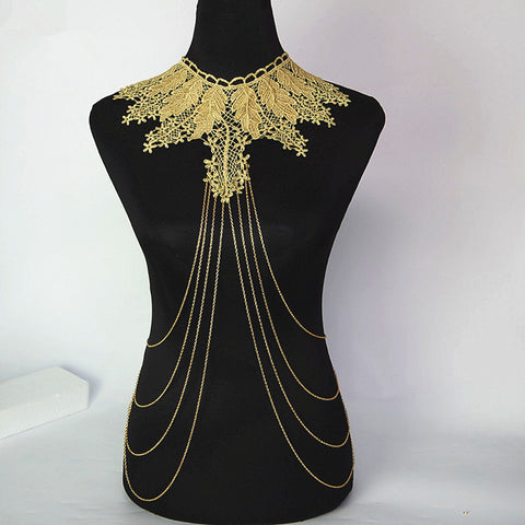 Color: Gold, Style: B - Multilayer tassel body chain