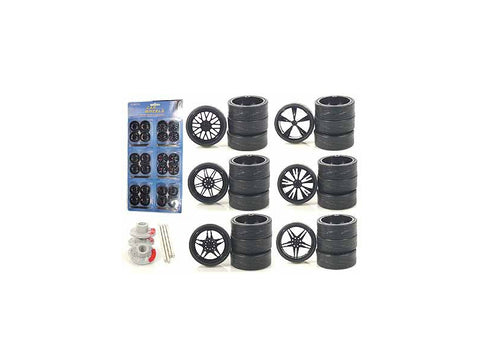 Wheels and Tires Multipack Set of 24 pieces for 1/18 Scale Cars and Trucks FSSA Global B