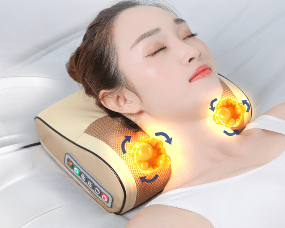 Color: Black, Model: Car adapter - Electric Cervical Massage Pillow - FSSA Global Bullet