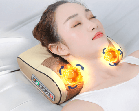 Color: 6 Button Beige, Model: US Car - Electric Cervical Massage Pillow - FSSA Global Bullet