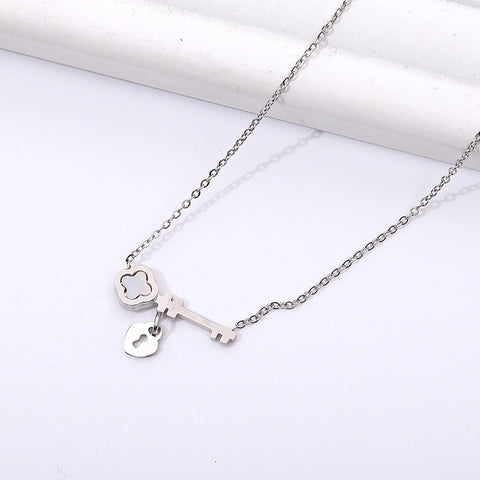 Color: Silver - Clavicle Chain Necklace Pendant
