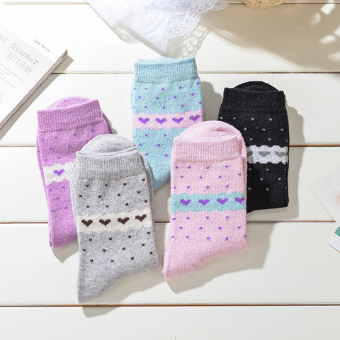 Color: Love female, Style: Package - Thickened medium tube ladies cashmere socks